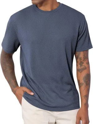 Men's T-Shirts Casual Knit Short Sleeve Crewneck Shirts Crewneck Shirts Knitted Pullover Tees
