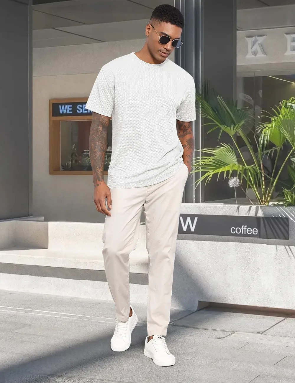 Men's T-Shirts Casual Knit Short Sleeve Crewneck Shirts Crewneck Shirts Knitted Pullover Tees