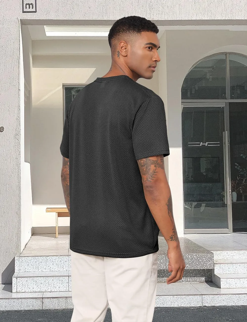Men's T-Shirts Casual Knit Short Sleeve Crewneck Shirts Crewneck Shirts Knitted Pullover Tees