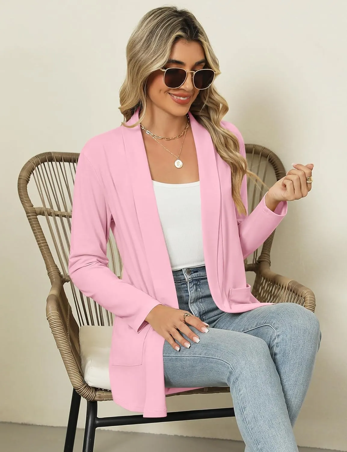 Micoson Long Sleeve Lightweight Thin 2025 Summer Cardigan for Women Casual Loose Fit Kimono Cover Up with Pockets