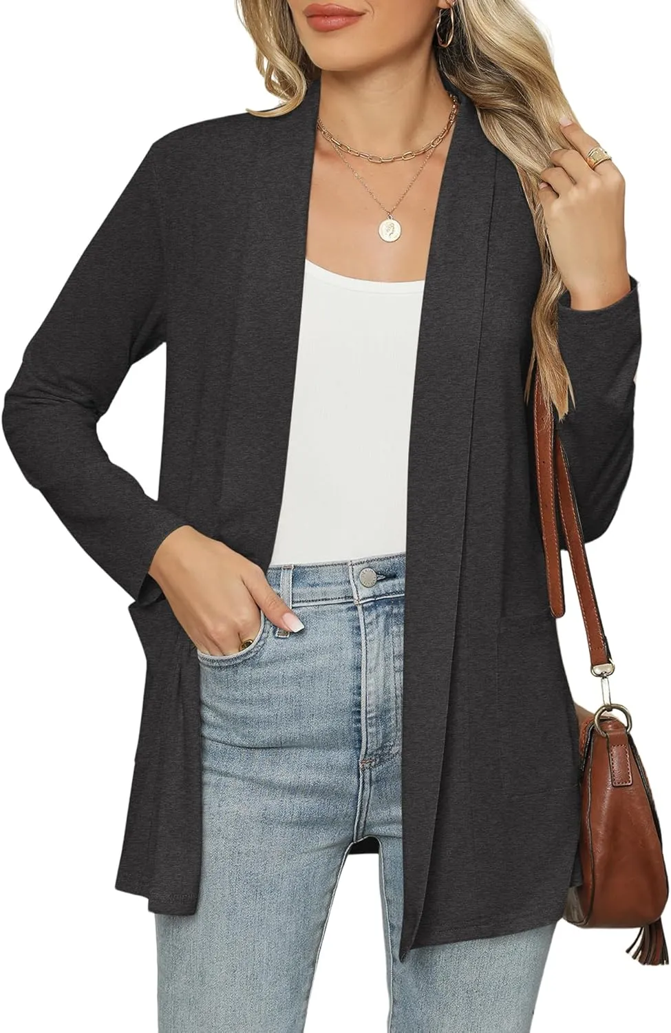Micoson Long Sleeve Lightweight Thin 2025 Summer Cardigan for Women Casual Loose Fit Kimono Cover Up with Pockets