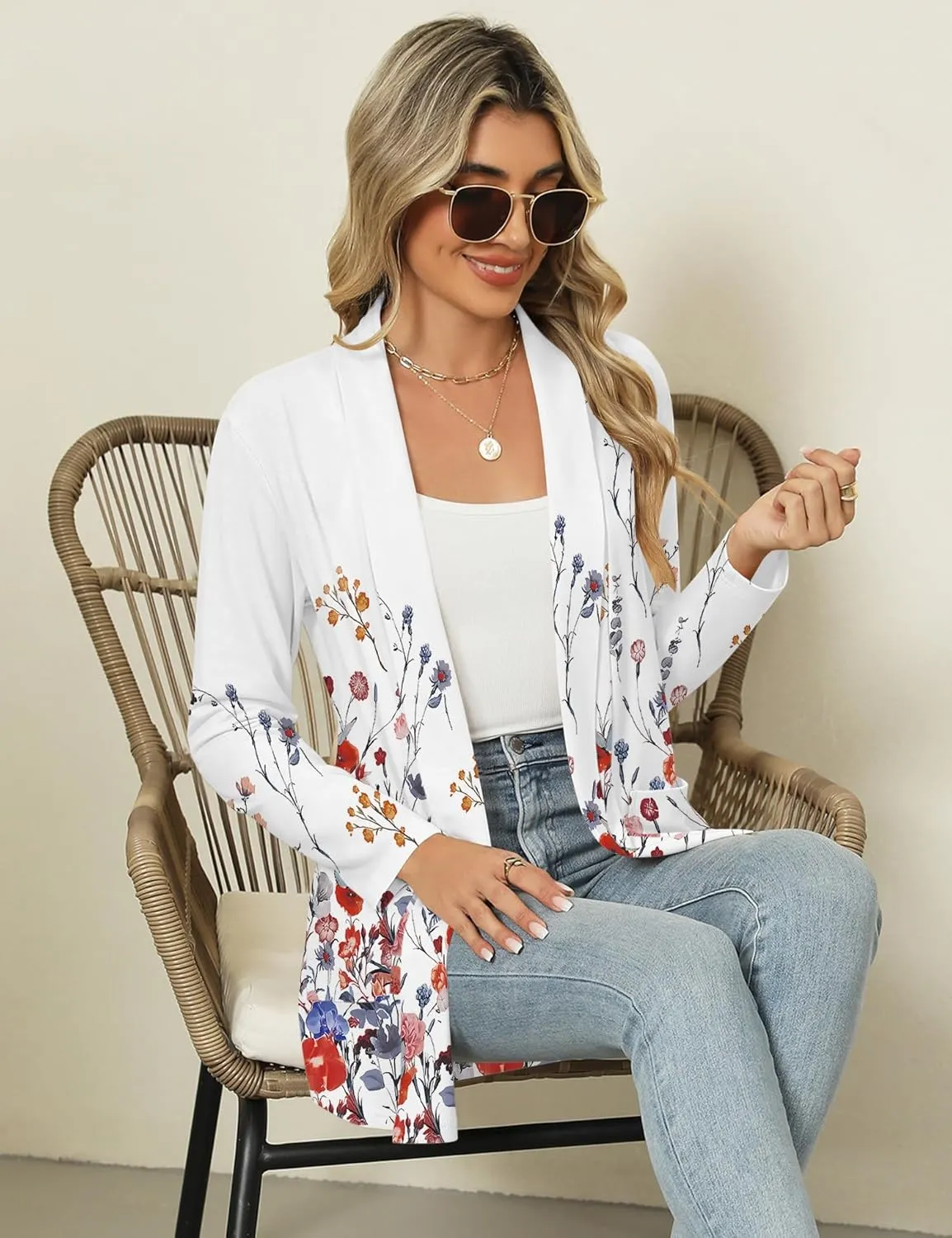 Micoson Long Sleeve Lightweight Thin 2025 Summer Cardigan for Women Casual Loose Fit Kimono Cover Up with Pockets