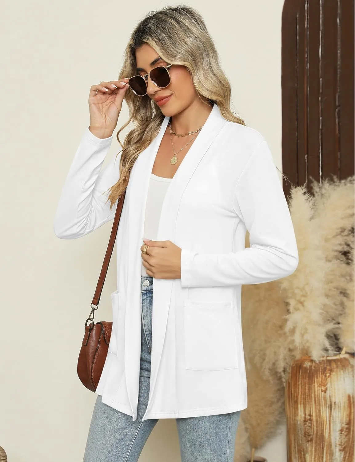 Micoson Long Sleeve Lightweight Thin 2025 Summer Cardigan for Women Casual Loose Fit Kimono Cover Up with Pockets