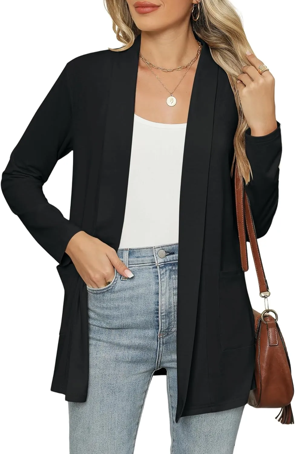 Micoson Long Sleeve Lightweight Thin 2025 Summer Cardigan for Women Casual Loose Fit Kimono Cover Up with Pockets