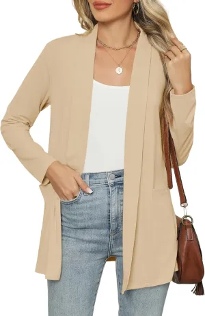 Micoson Long Sleeve Lightweight Thin 2025 Summer Cardigan for Women Casual Loose Fit Kimono Cover Up with Pockets