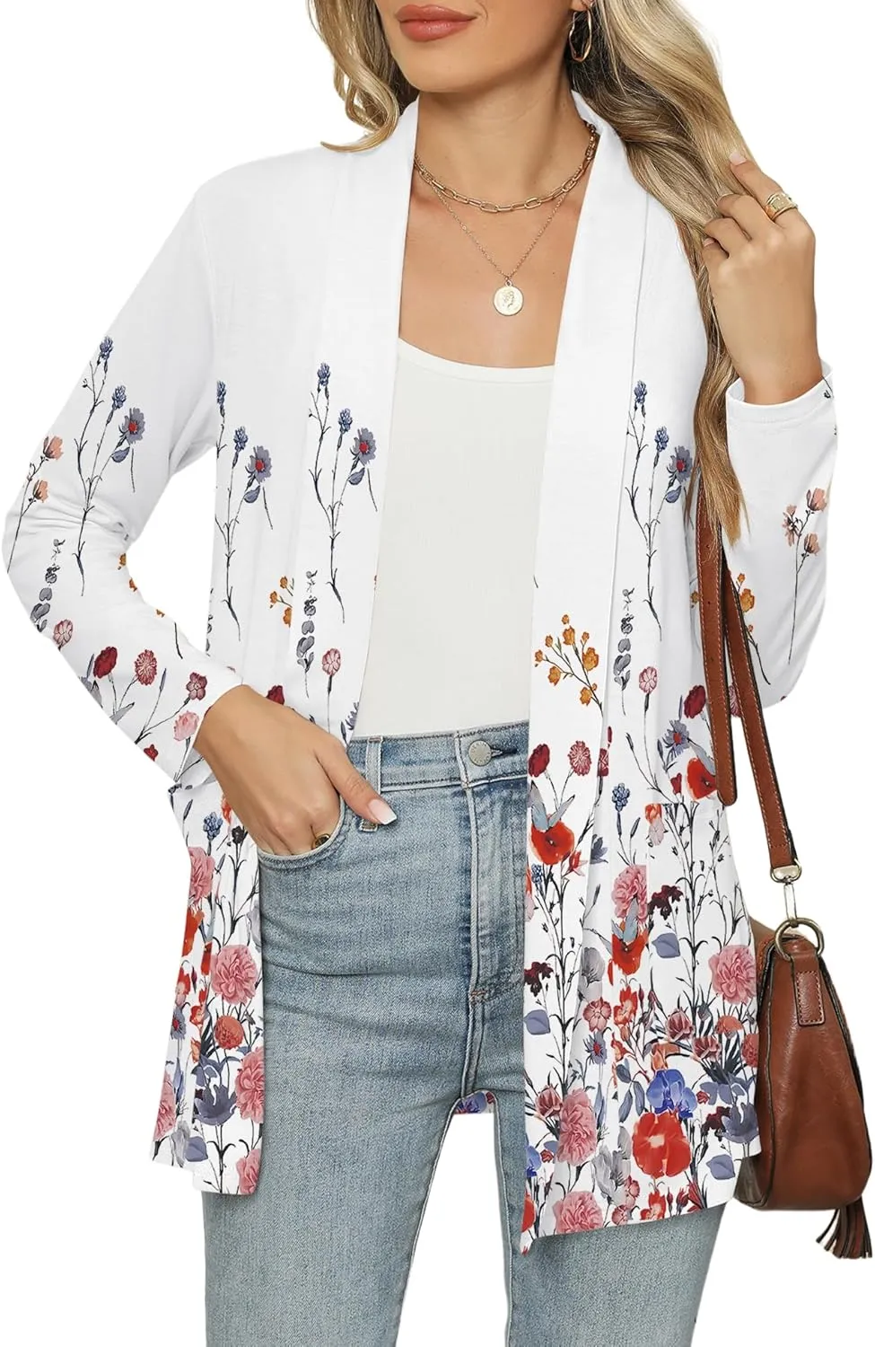 Micoson Long Sleeve Lightweight Thin 2025 Summer Cardigan for Women Casual Loose Fit Kimono Cover Up with Pockets