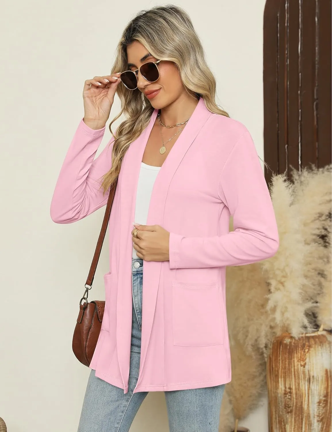 Micoson Long Sleeve Lightweight Thin 2025 Summer Cardigan for Women Casual Loose Fit Kimono Cover Up with Pockets