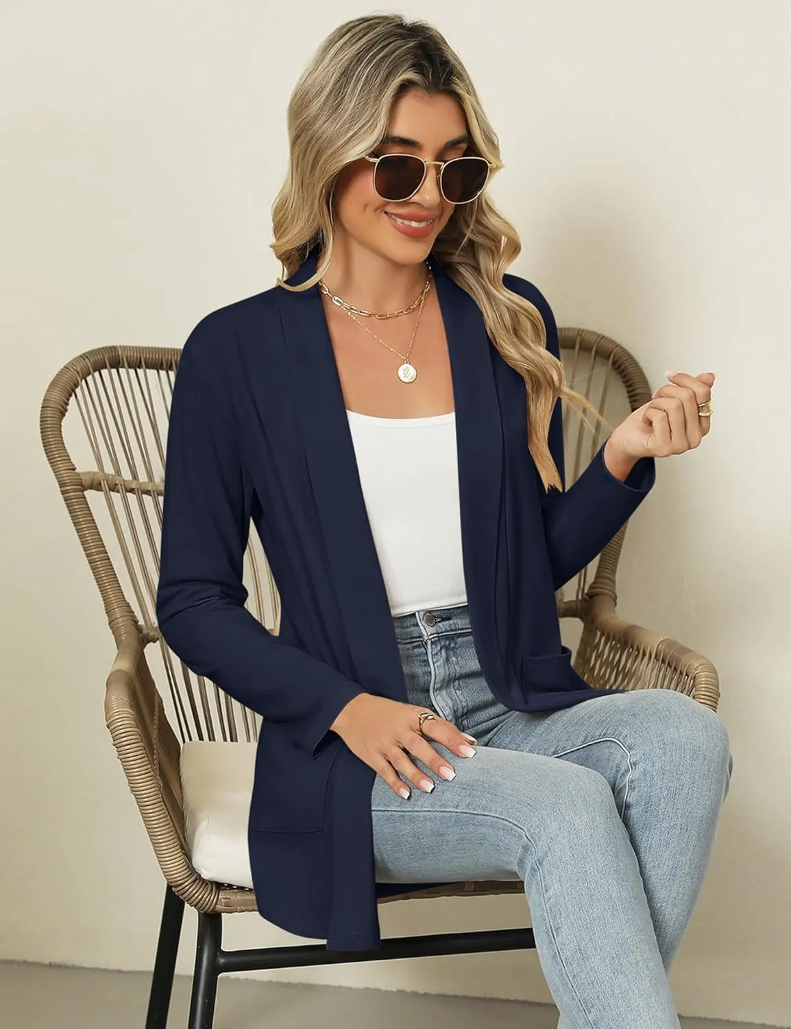 Micoson Long Sleeve Lightweight Thin 2025 Summer Cardigan for Women Casual Loose Fit Kimono Cover Up with Pockets