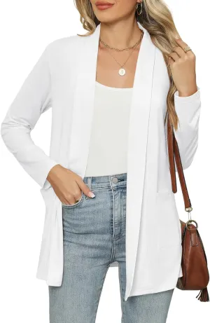 Micoson Long Sleeve Lightweight Thin 2025 Summer Cardigan for Women Casual Loose Fit Kimono Cover Up with Pockets