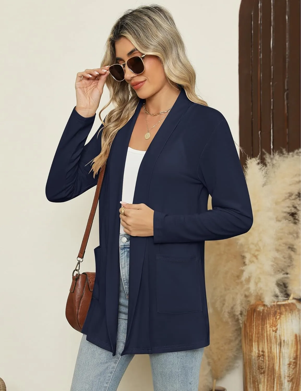 Micoson Long Sleeve Lightweight Thin 2025 Summer Cardigan for Women Casual Loose Fit Kimono Cover Up with Pockets