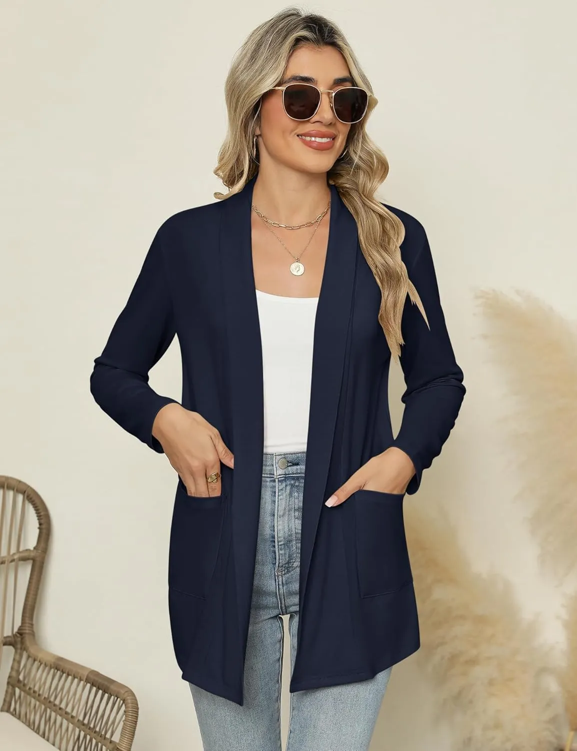 Micoson Long Sleeve Lightweight Thin 2025 Summer Cardigan for Women Casual Loose Fit Kimono Cover Up with Pockets