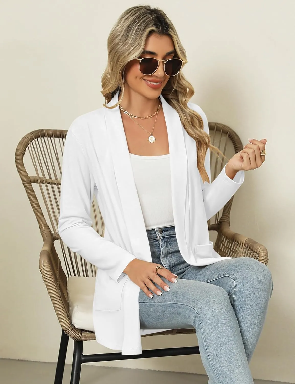 Micoson Long Sleeve Lightweight Thin 2025 Summer Cardigan for Women Casual Loose Fit Kimono Cover Up with Pockets