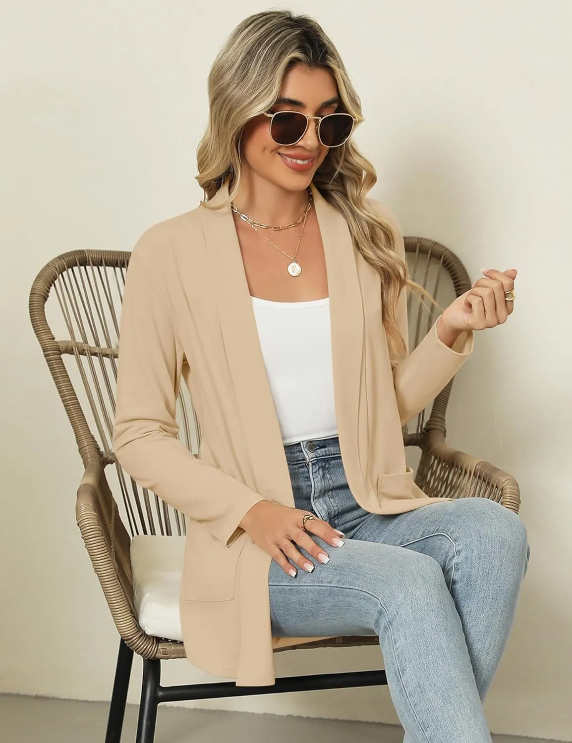 Micoson Long Sleeve Lightweight Thin 2025 Summer Cardigan for Women Casual Loose Fit Kimono Cover Up with Pockets