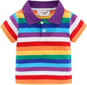 Mud Kingdom Boys Pique Polo Shirts for Toddler Short Sleeve Stripe Plain 1-9 Years