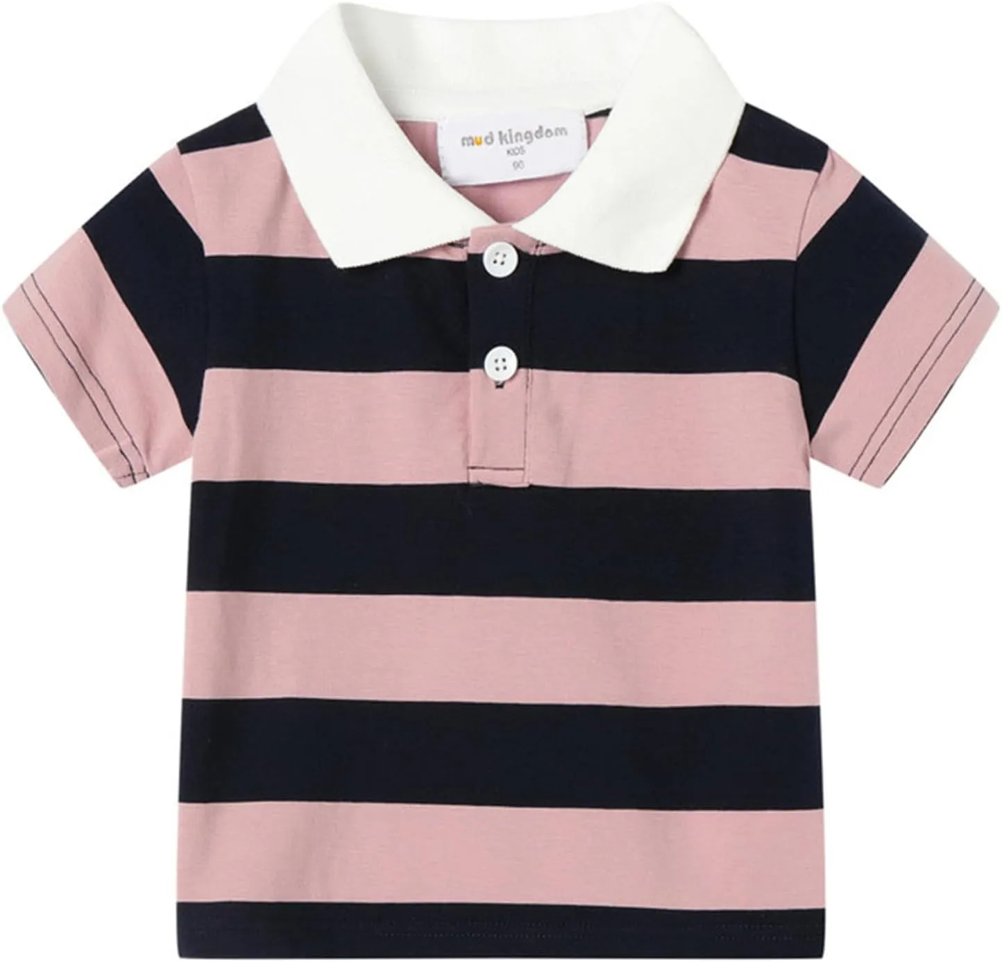Mud Kingdom Boys Pique Polo Shirts for Toddler Short Sleeve Stripe Plain 1-9 Years