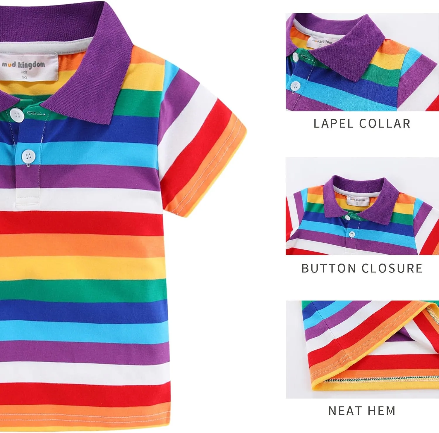 Mud Kingdom Boys Pique Polo Shirts for Toddler Short Sleeve Stripe Plain 1-9 Years