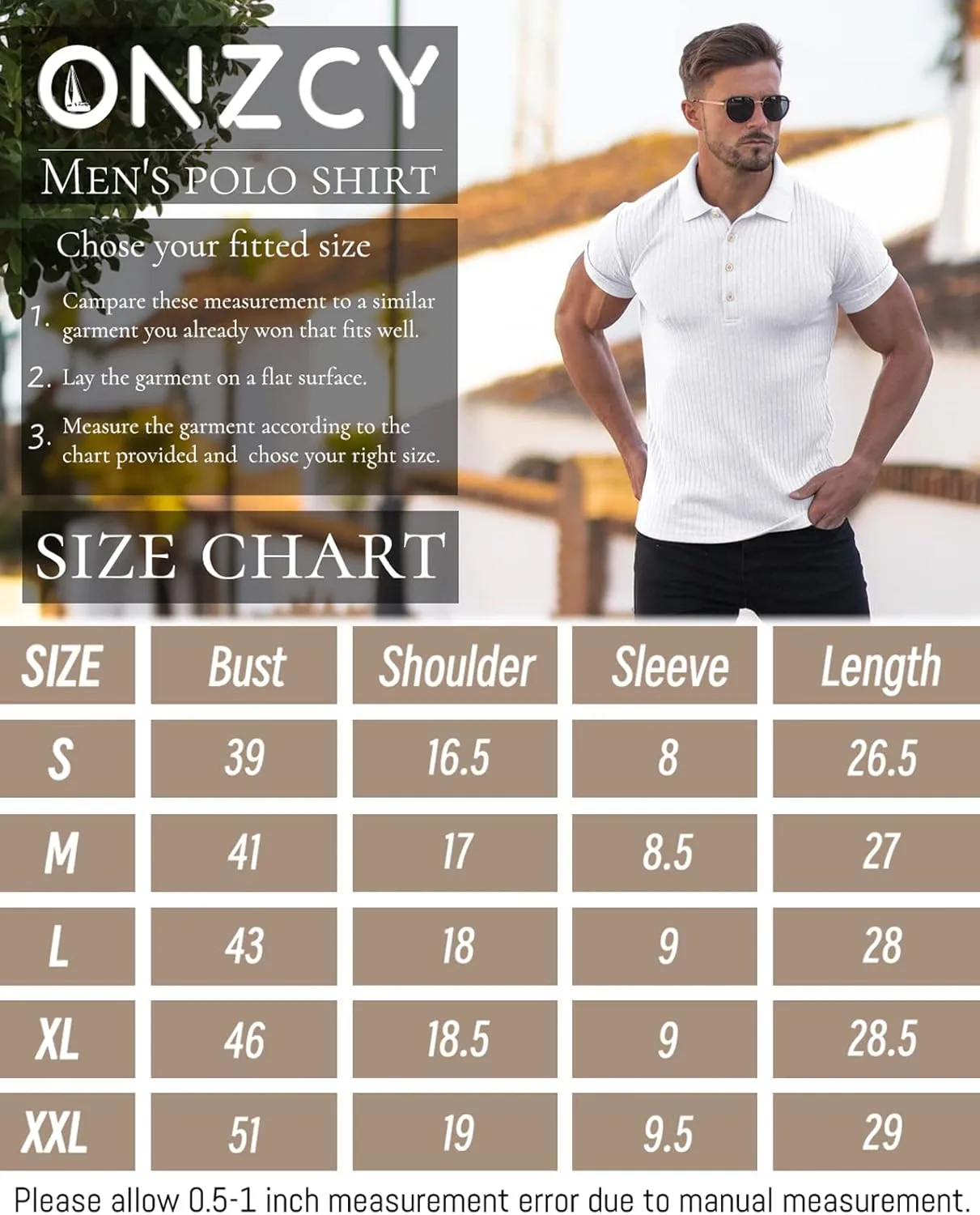 Muscle Polo Shirts for Men Short Sleeve Slim Fit Golf Shirts for Men Casual Dry Fit T Shirts Ribbed Knit Bowling Shirts