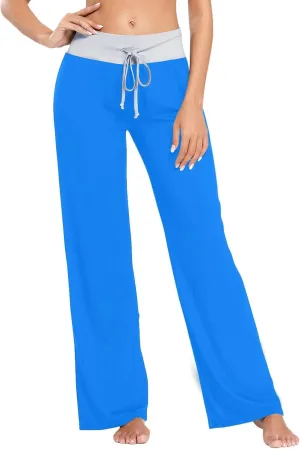 ODAWA Cadet Blue Women's Sleep Pant Drawstring Loose Wide Pajama Sleep Pants X-Small