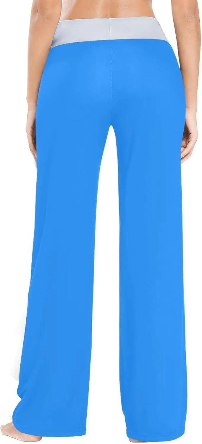 ODAWA Cadet Blue Women's Sleep Pant Drawstring Loose Wide Pajama Sleep Pants X-Small