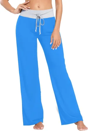 ODAWA Cadet Blue Women's Sleep Pant Drawstring Loose Wide Pajama Sleep Pants X-Small