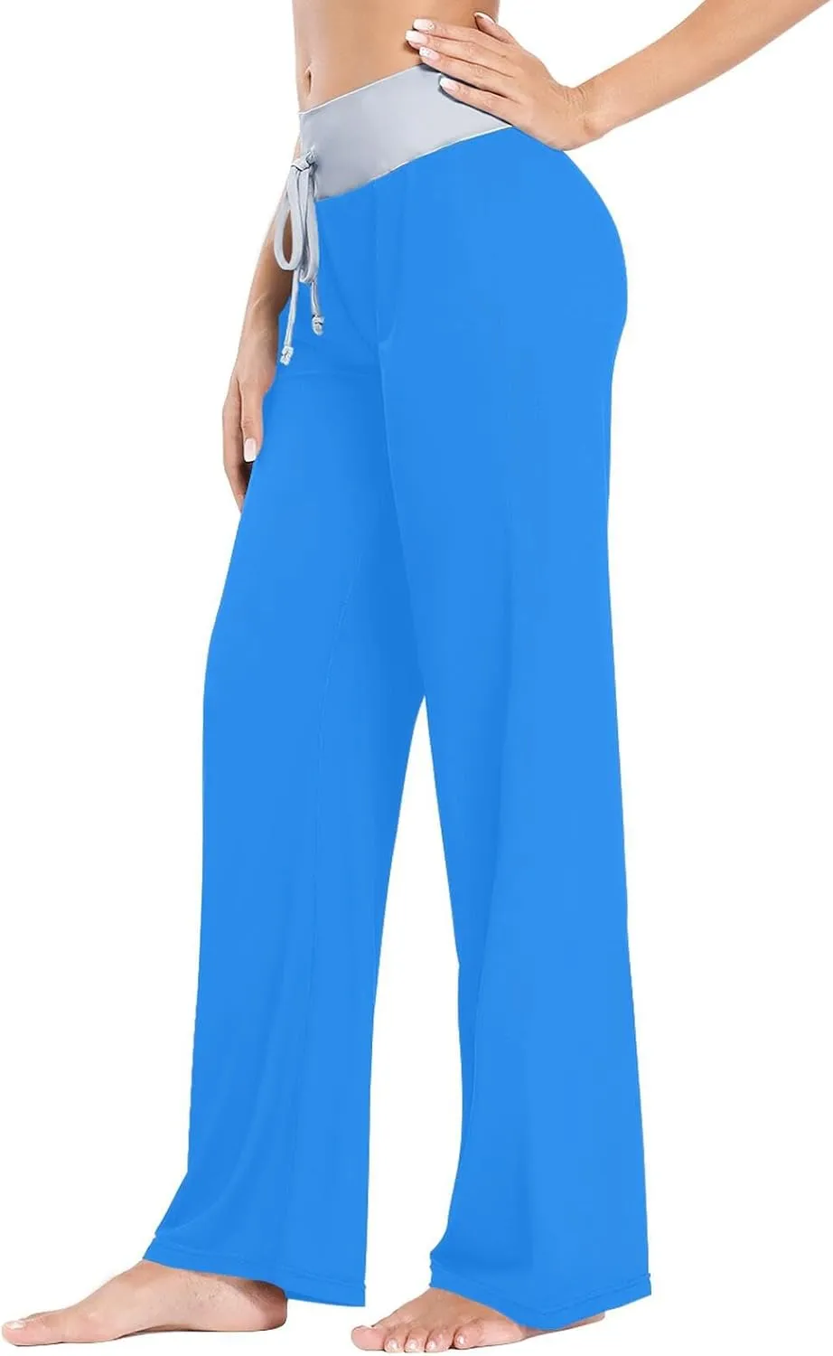 ODAWA Cadet Blue Women's Sleep Pant Drawstring Loose Wide Pajama Sleep Pants X-Small