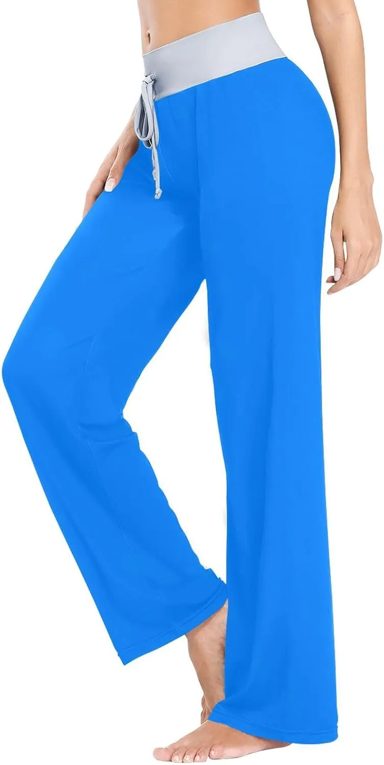 ODAWA Cadet Blue Women's Sleep Pant Drawstring Loose Wide Pajama Sleep Pants X-Small