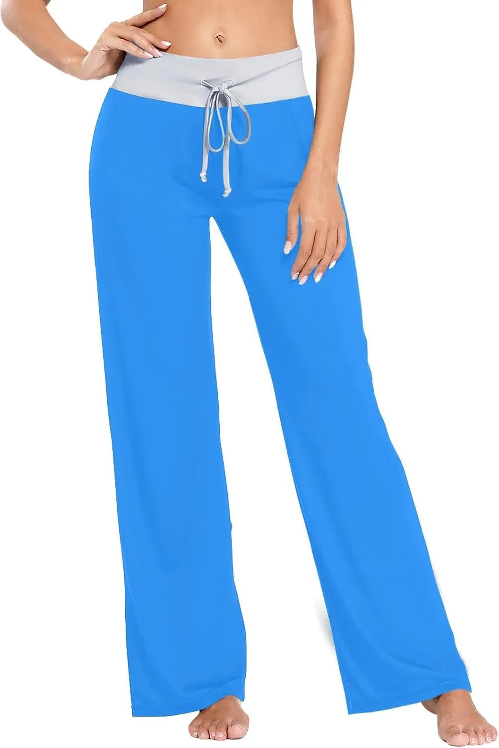 ODAWA Cadet Blue Women's Sleep Pant Drawstring Loose Wide Pajama Sleep Pants X-Small
