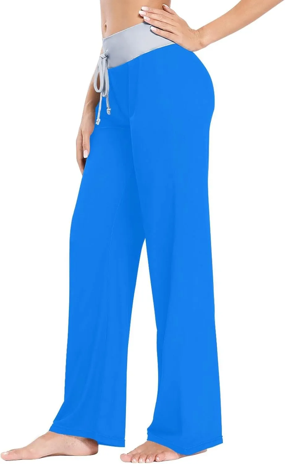 ODAWA Cadet Blue Women's Sleep Pant Drawstring Loose Wide Pajama Sleep Pants X-Small