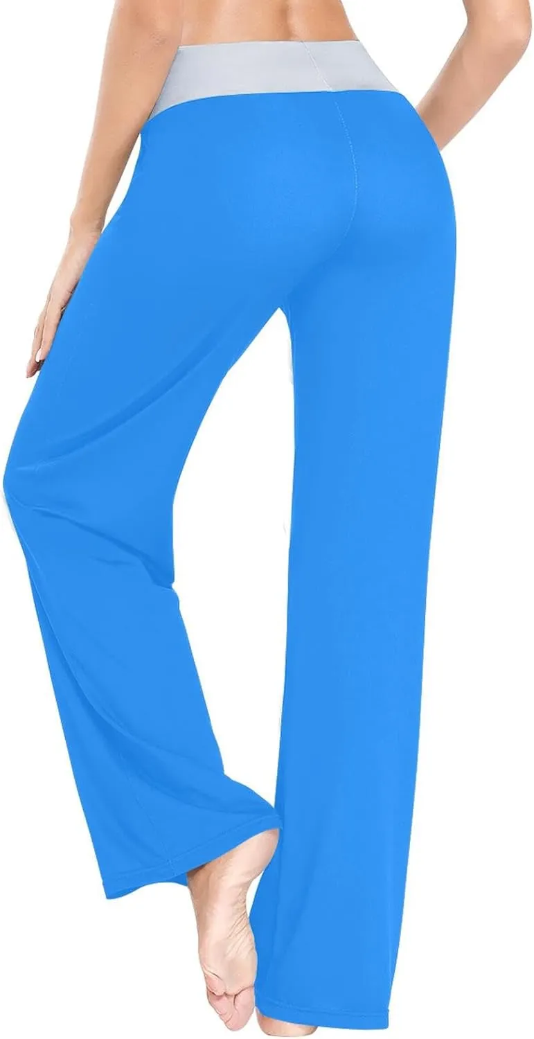 ODAWA Cadet Blue Women's Sleep Pant Drawstring Loose Wide Pajama Sleep Pants X-Small