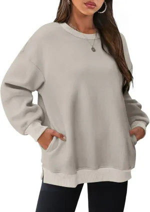 Oversized Crewneck Sweatshirts For Women Fleece Long Sleeve Pullover Tops Fall Fashion Outfits 2024 Winter Sweaters