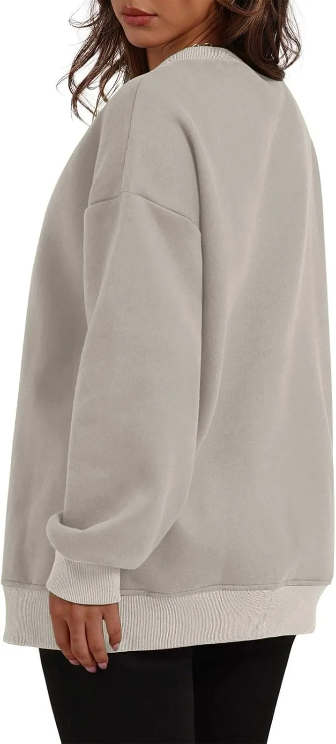 Oversized Crewneck Sweatshirts For Women Fleece Long Sleeve Pullover Tops Fall Fashion Outfits 2024 Winter Sweaters
