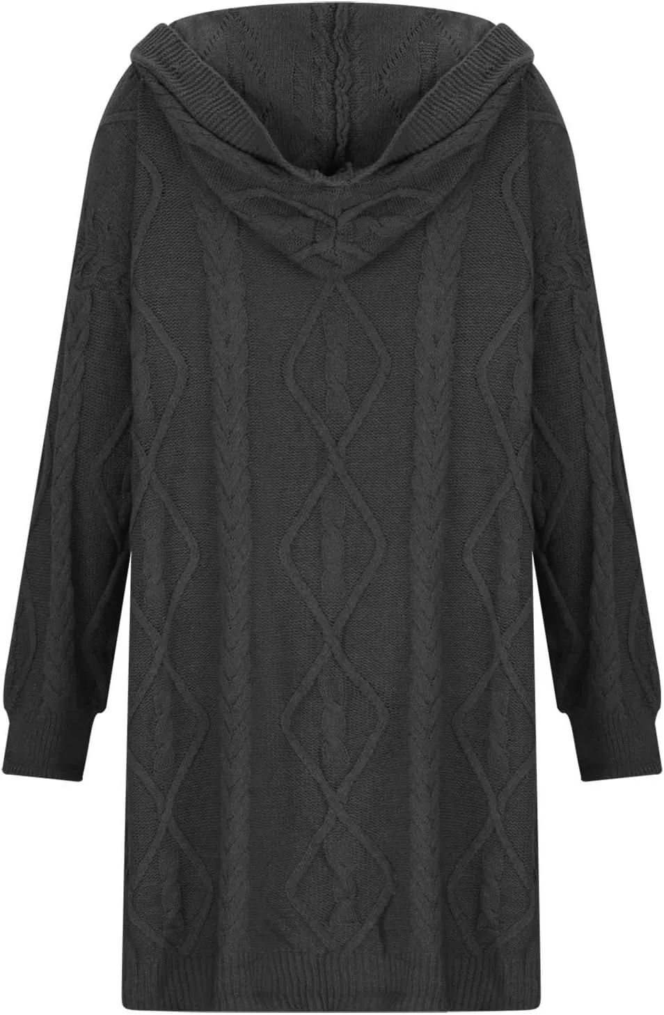 Oversized Hooded Cardigans for Women Cable Knit Sweaters Open Front Button Down Long Cardigans with Pockets