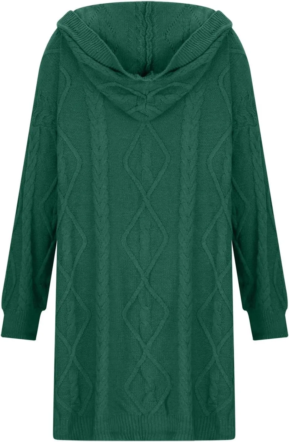 Oversized Hooded Cardigans for Women Cable Knit Sweaters Open Front Button Down Long Cardigans with Pockets