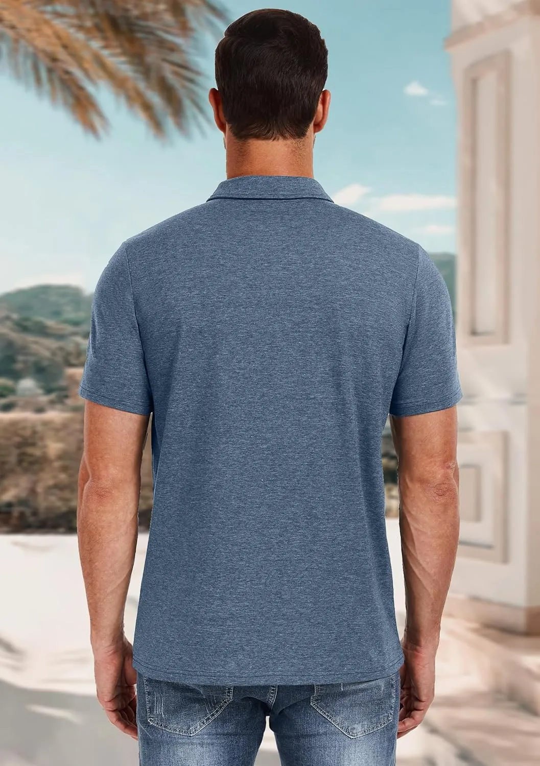 PEGENO Mens Polo Shirts Short Sleeve Casual Cotton Golf Shirts Performance Polo Shirts for Men