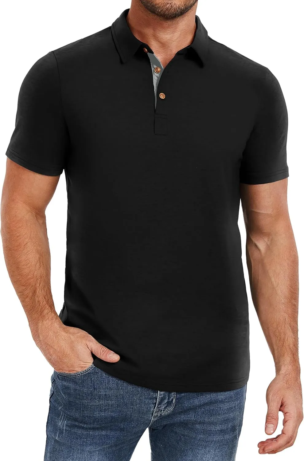 PEGENO Mens Polo Shirts Short Sleeve Casual Cotton Golf Shirts Performance Polo Shirts for Men