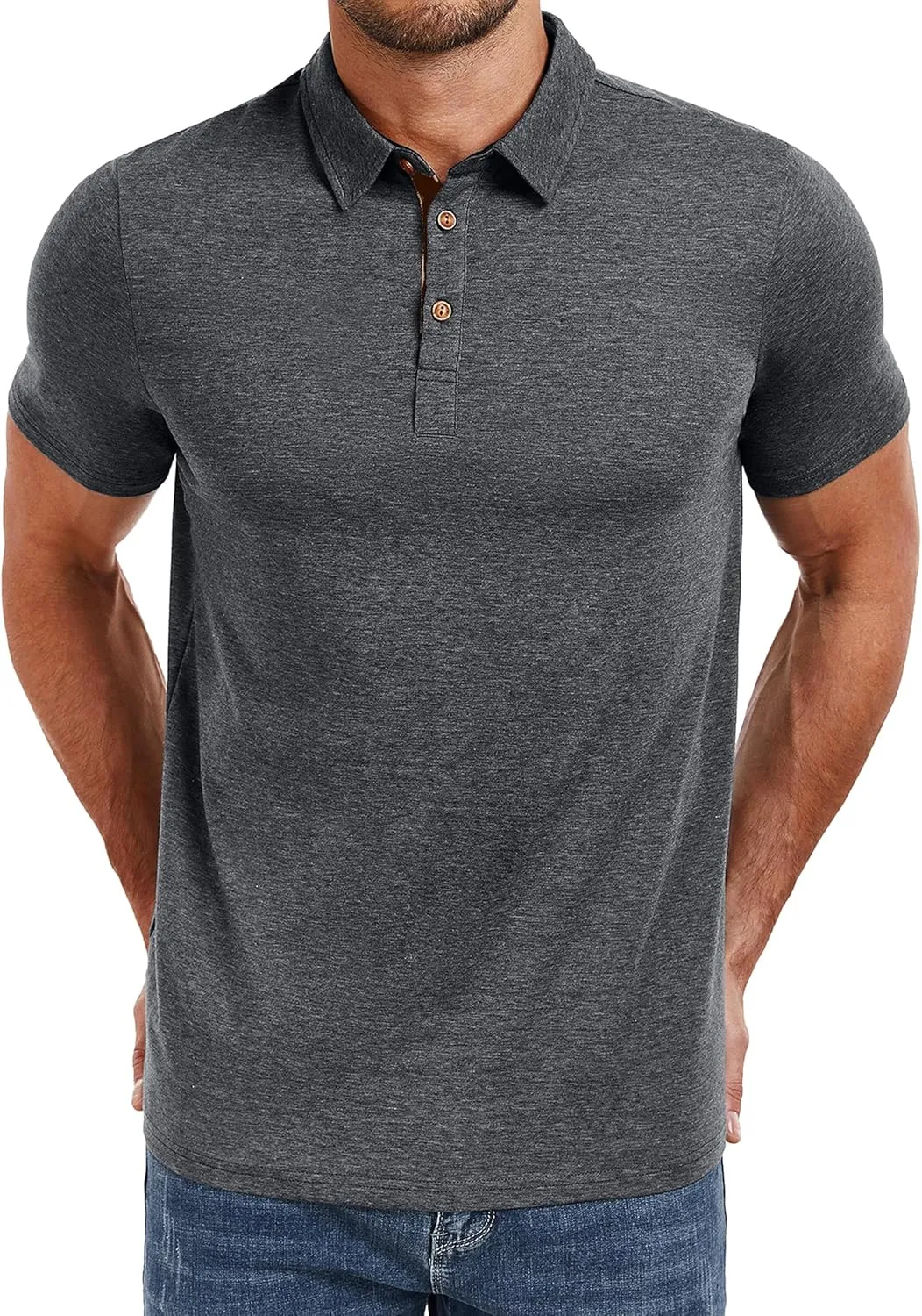 PEGENO Mens Polo Shirts Short Sleeve Casual Cotton Golf Shirts Performance Polo Shirts for Men