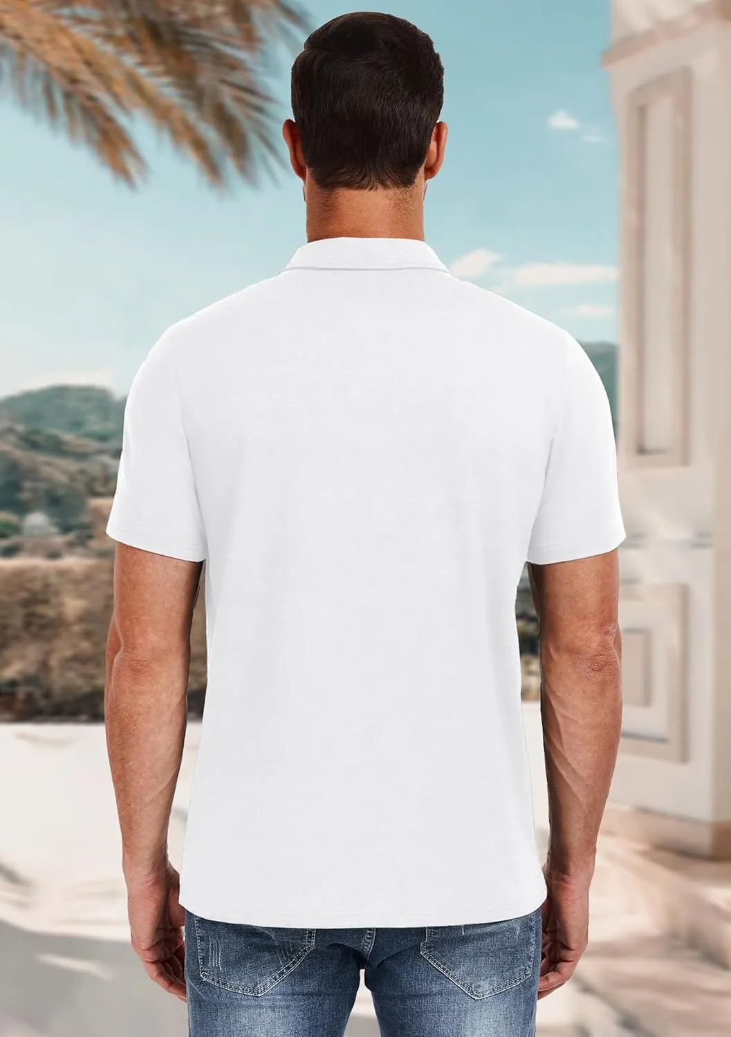 PEGENO Mens Polo Shirts Short Sleeve Casual Cotton Golf Shirts Performance Polo Shirts for Men