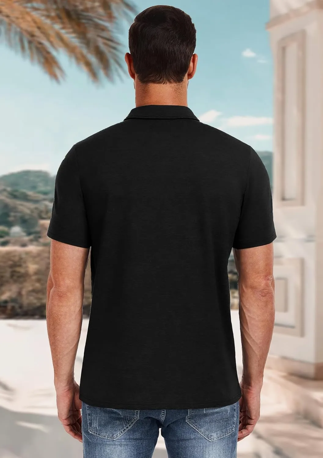 PEGENO Mens Polo Shirts Short Sleeve Casual Cotton Golf Shirts Performance Polo Shirts for Men