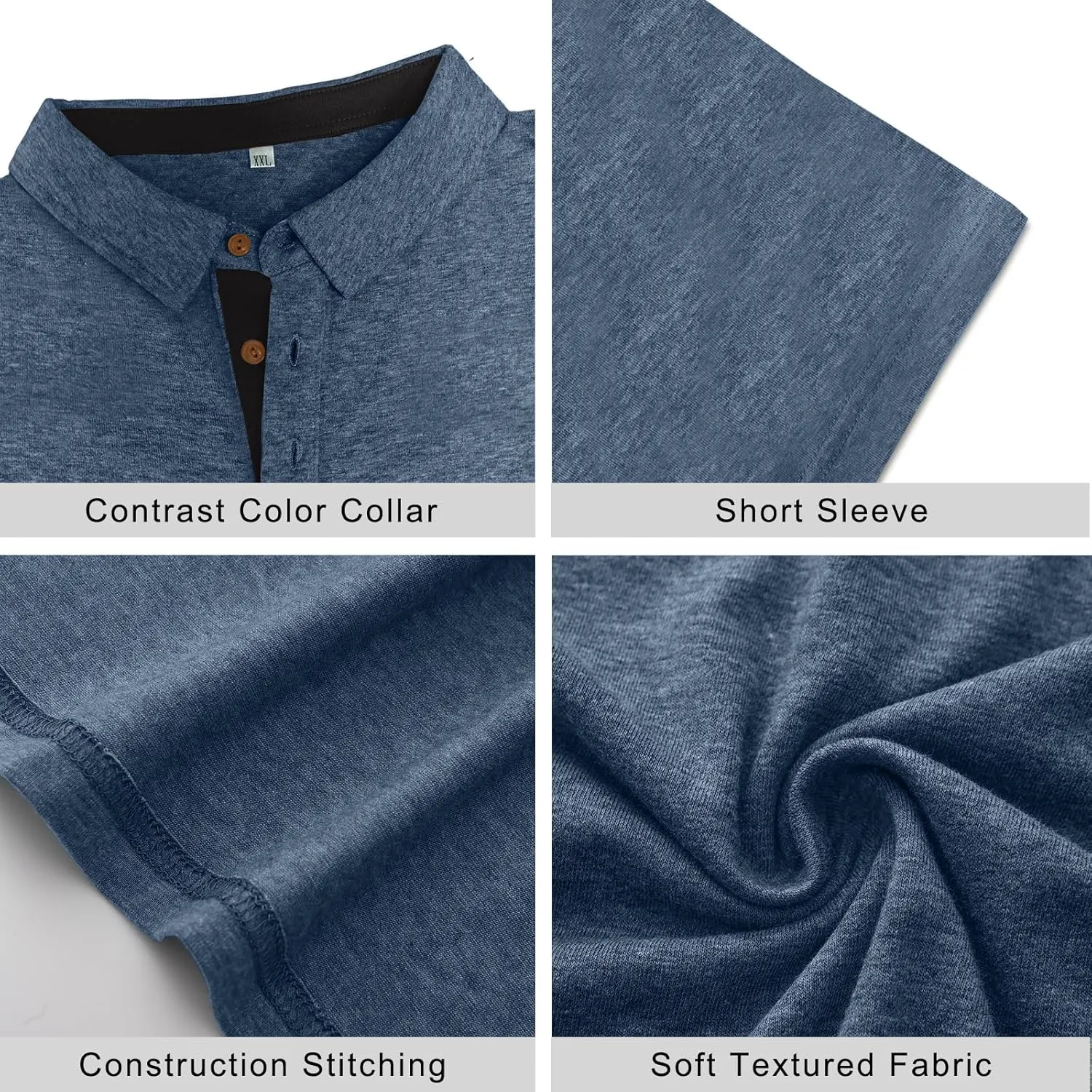 PEGENO Mens Polo Shirts Short Sleeve Casual Cotton Golf Shirts Performance Polo Shirts for Men