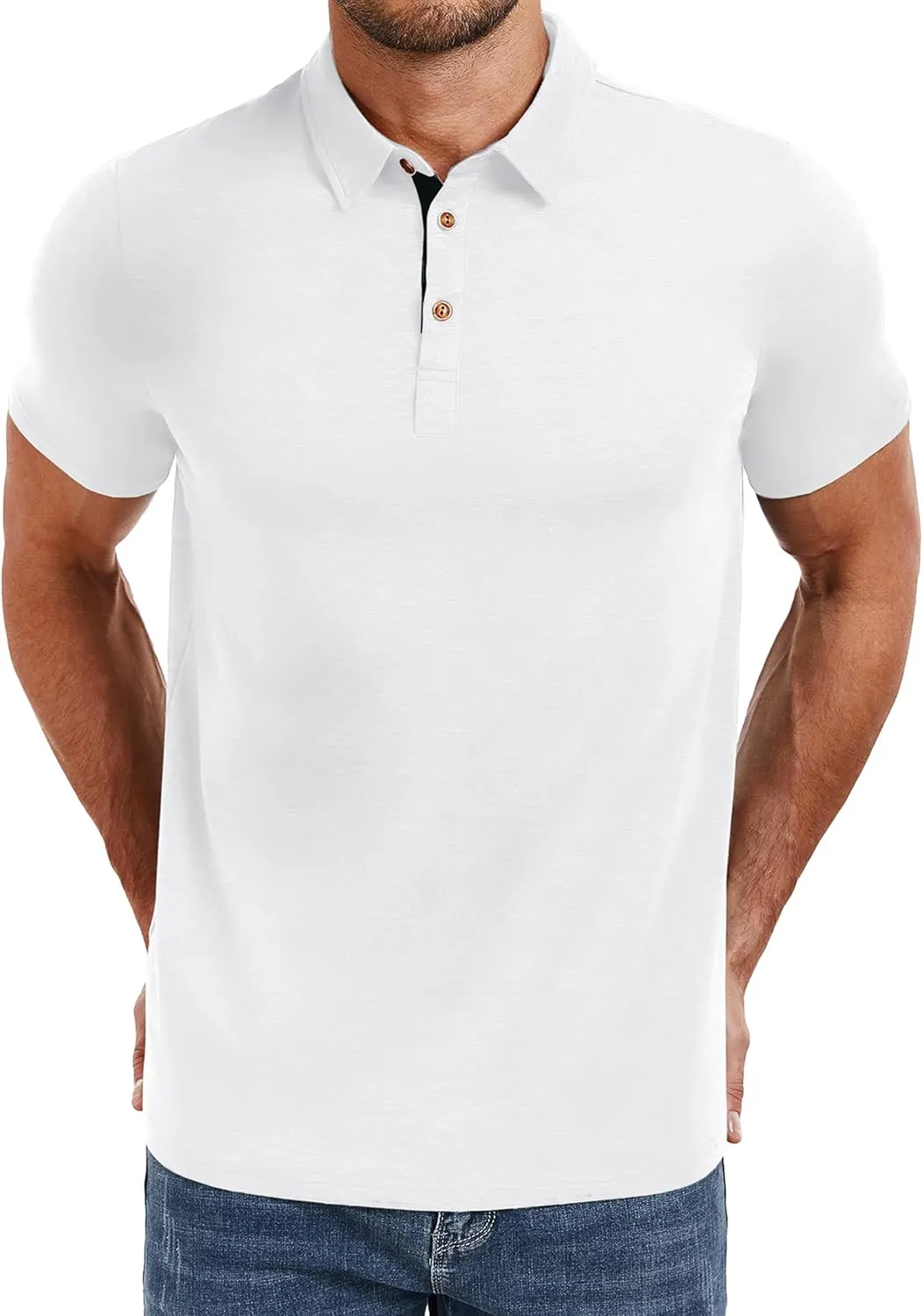 PEGENO Mens Polo Shirts Short Sleeve Casual Cotton Golf Shirts Performance Polo Shirts for Men