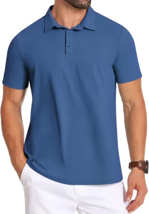 PEGENO Mens Polo Shirts Short Sleeve Golf Shirts Moisture Wicking Athletic Casual Polo Shirts