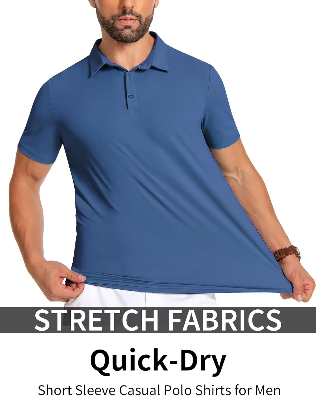 PEGENO Mens Polo Shirts Short Sleeve Golf Shirts Moisture Wicking Athletic Casual Polo Shirts