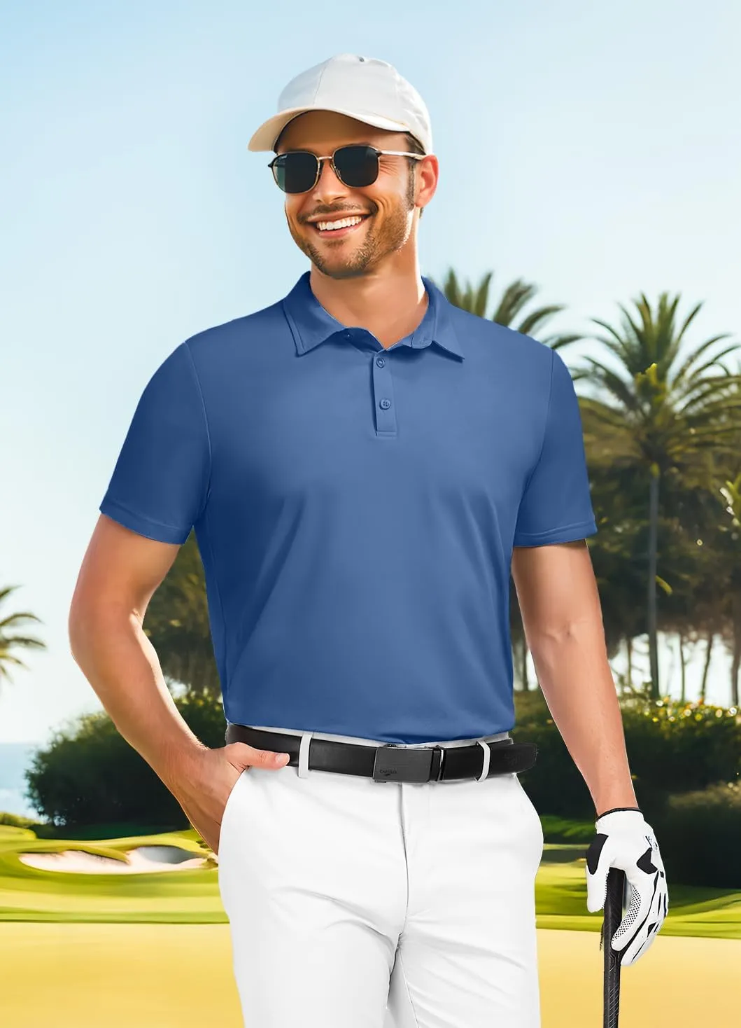 PEGENO Mens Polo Shirts Short Sleeve Golf Shirts Moisture Wicking Athletic Casual Polo Shirts
