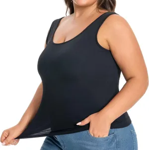 Plus Size Tank Tops for Women Wide Strap Comfy Square Neck Trending Quick Dry Athletic Tanks with Built in Bra
