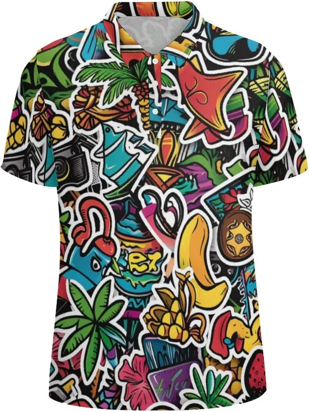Polo Shirts for Men Dry Fit Hawaiian Graphics Golf Shirts Quick Dry Fun Tennis Short Sleeve Tees