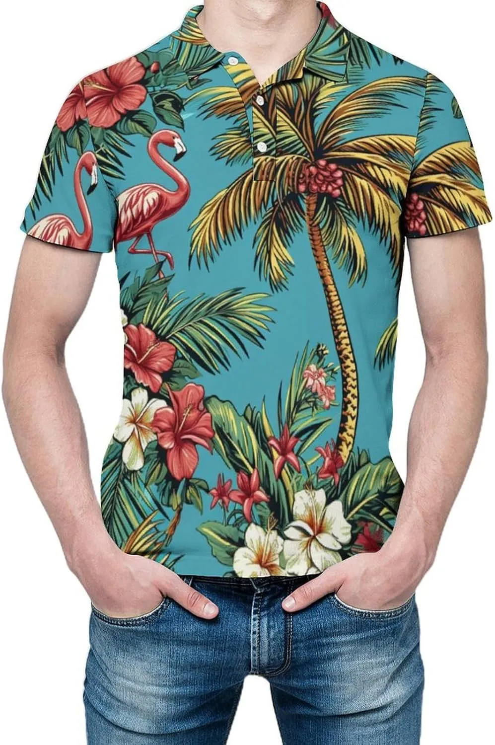 Polo Shirts for Men Dry Fit Hawaiian Graphics Golf Shirts Quick Dry Fun Tennis Short Sleeve Tees