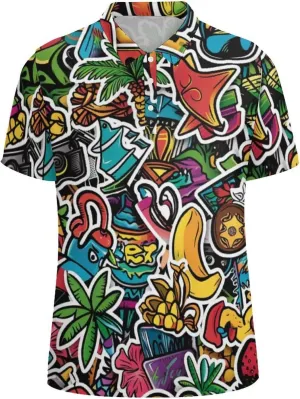 Polo Shirts for Men Dry Fit Hawaiian Graphics Golf Shirts Quick Dry Fun Tennis Short Sleeve Tees