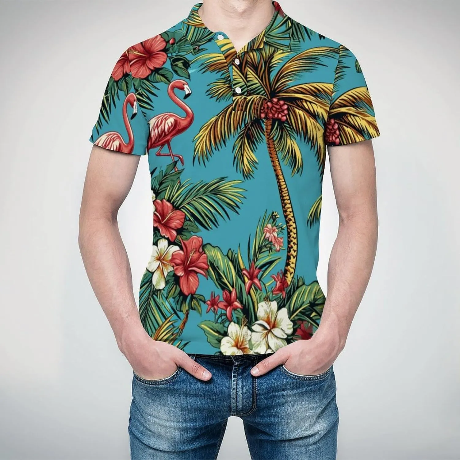 Polo Shirts for Men Dry Fit Hawaiian Graphics Golf Shirts Quick Dry Fun Tennis Short Sleeve Tees
