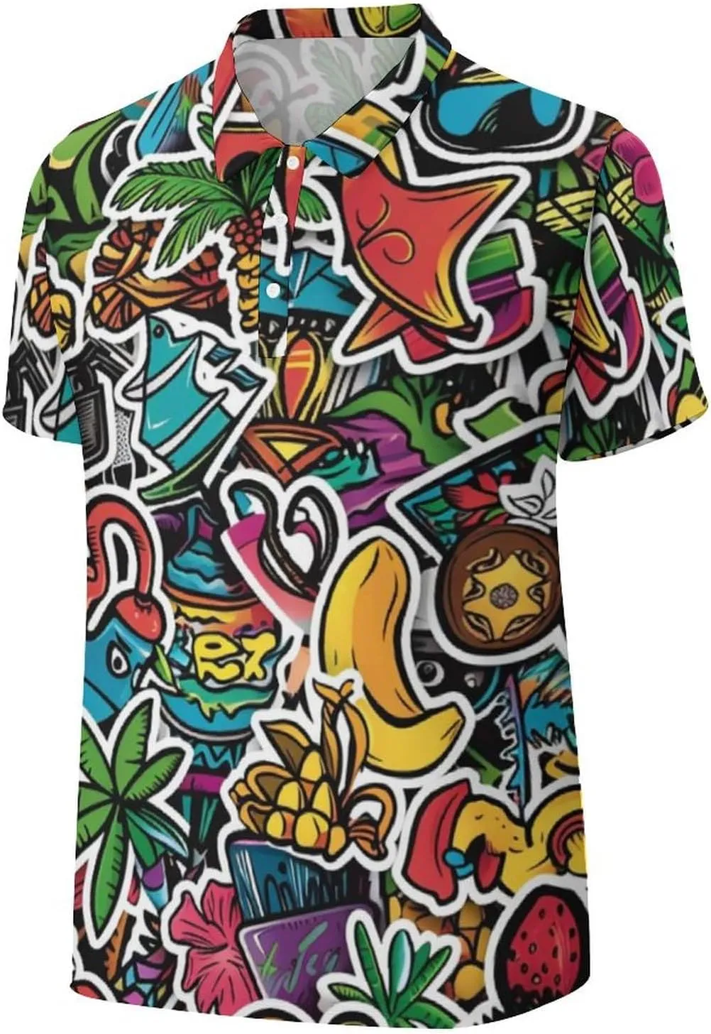 Polo Shirts for Men Dry Fit Hawaiian Graphics Golf Shirts Quick Dry Fun Tennis Short Sleeve Tees