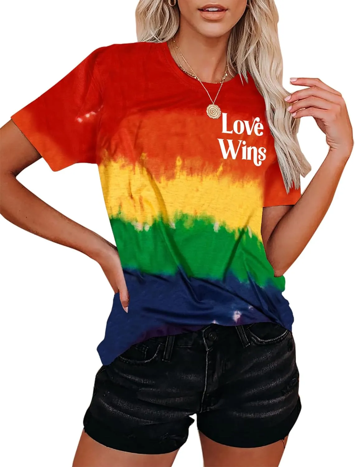 Pride T Shirts Women Rainbows Heart Graphic Tees Shirts LGBT Shirts Casual Short Sleeve Tops